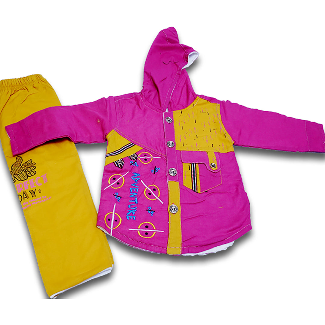 Fancy embroided hood with printed pent