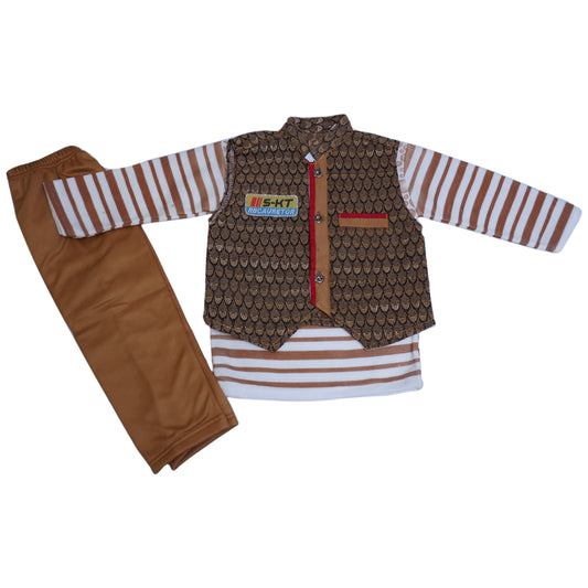 Kids soft cotton shirt with waistcoat and trouser