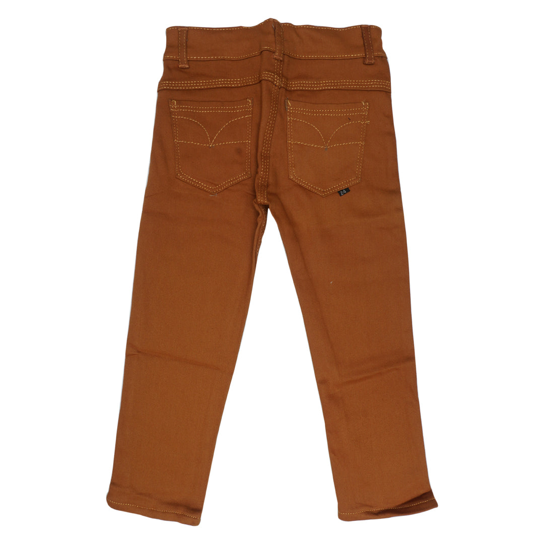 Cotton stretchable jeans for boys in brown color