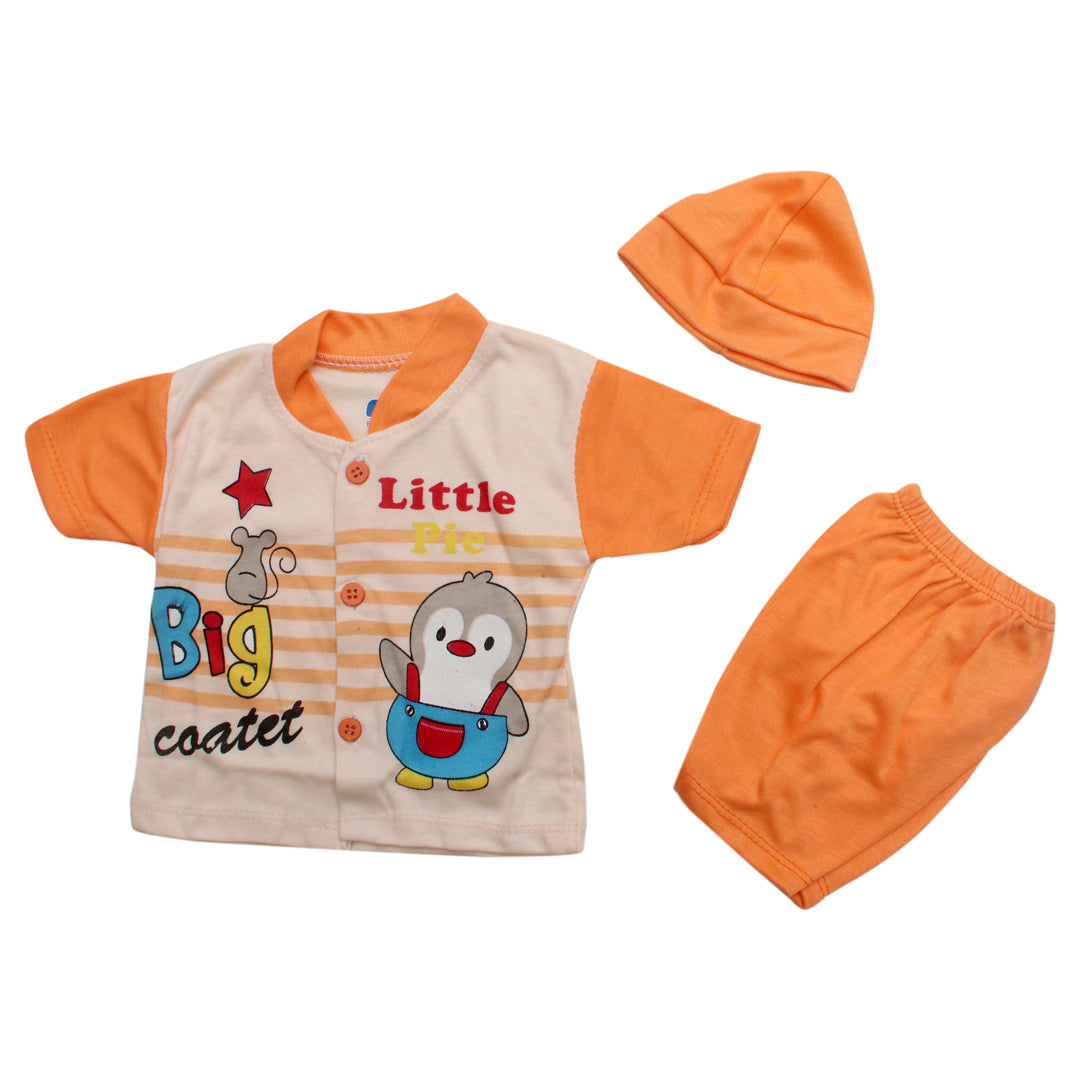 Newborn Baby Shirt Trouser With Cap Set | Soft Cotton Baby Dress For Boys & Girls