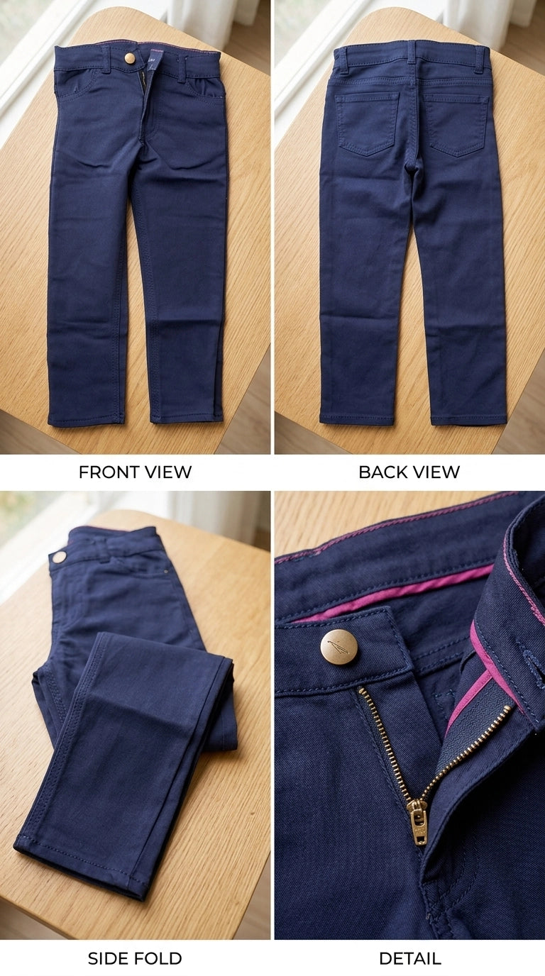 Royal Blue Stretchable Jeans for Boys | Premium Cotton Slim Fit Kids Casual Pants