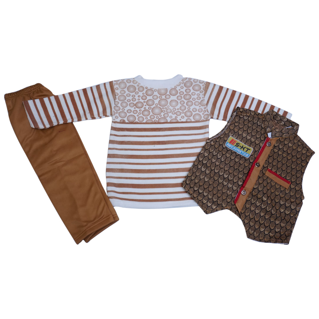 Kids soft cotton shirt with waistcoat and trouser
