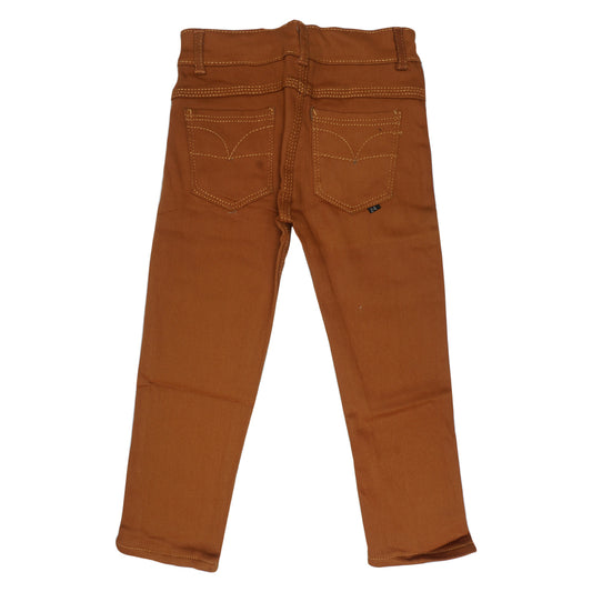Cotton stretchable jeans for boys in brown color