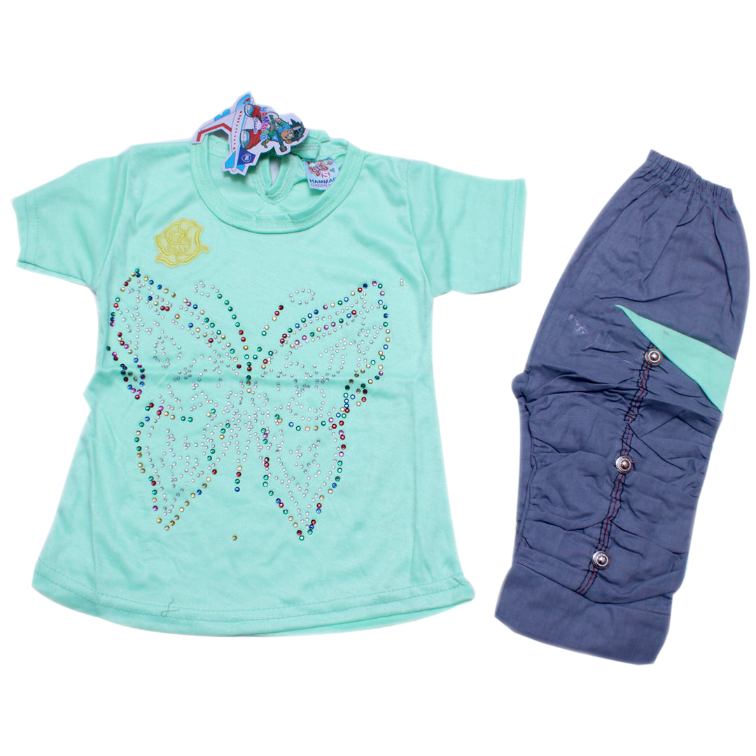 Stylish butterfly shirt and trouser for little girls