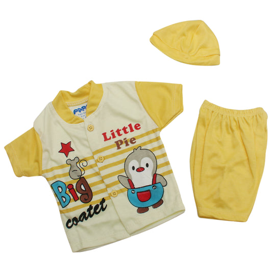 Newborn Baby Shirt Trouser With Cap Set | Soft Cotton Baby Dress For Boys & Girls