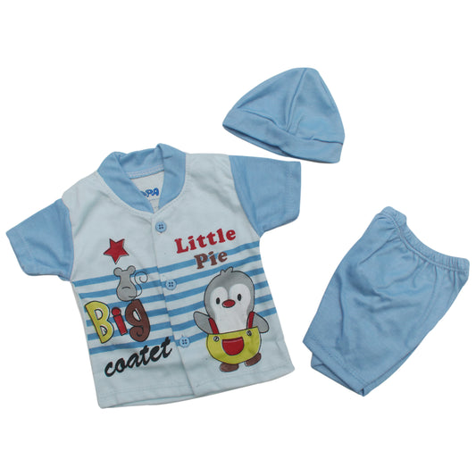 Newborn Baby Shirt Trouser With Cap Set | Soft Cotton Baby Dress For Boys & Girls