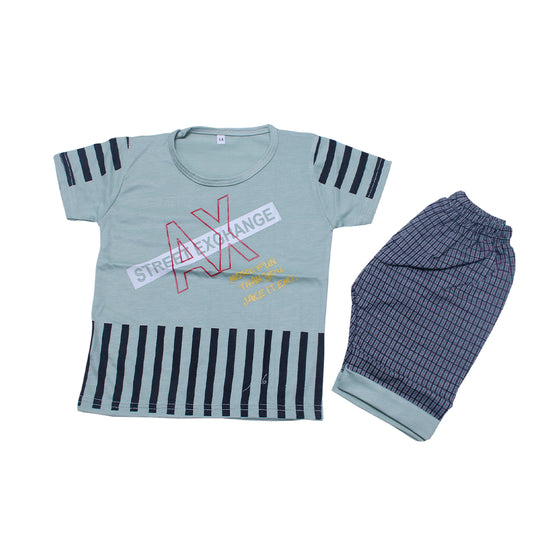 Simple Lining T-shirt and Shorts for Kids