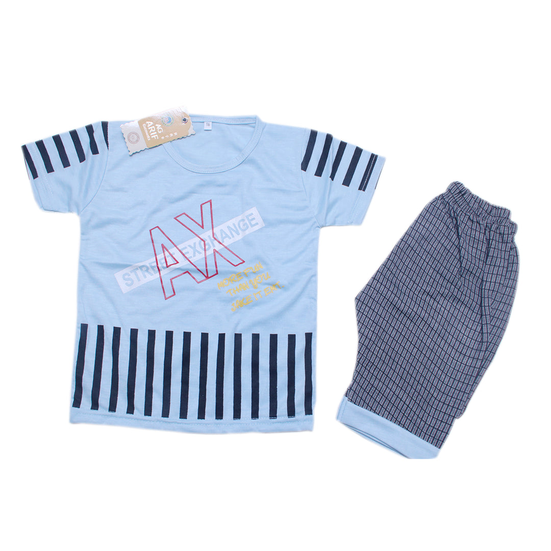 Simple Lining T-shirt and Shorts for Kids