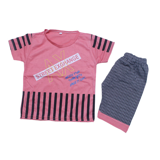 Simple Lining T-shirt and Shorts for Kids