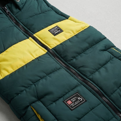 Boys Sleeveless Puffer Jacket in Green | Kids Winter Parachute Jacket