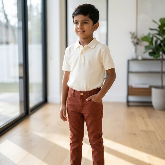 Boys Brown Casual Cotton Stretchable Jeans – Ages 5 to 8 Years