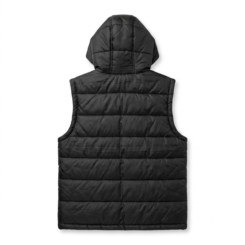 Boys Sleeveless Puffer Jacket in Black | Kids Winter Parachute Jacket