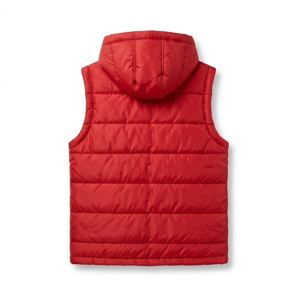 Boys Sleeveless Puffer Jacket in Red | Kids Winter Parachute Jacket