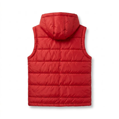 Boys Sleeveless Puffer Jacket in Red | Kids Winter Parachute Jacket