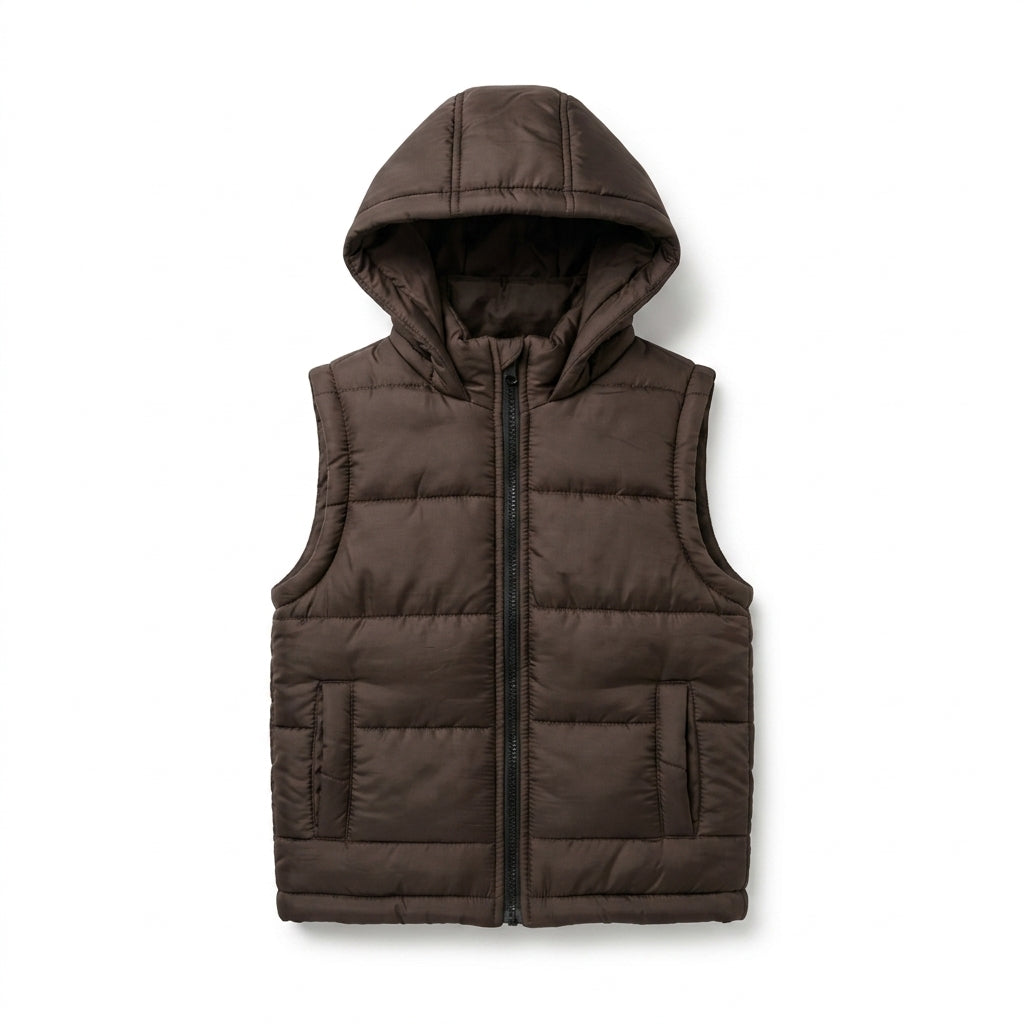 Boys Sleeveless Puffer Jacket in Red | Kids Winter Parachute Jacket