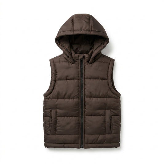Boys Sleeveless Puffer Jacket in Green | Kids Winter Parachute Jacket