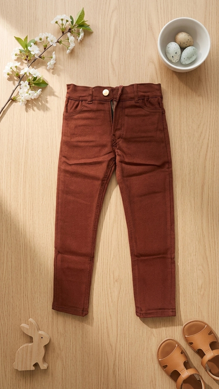 Boys Brown Casual Cotton Stretchable Jeans – Ages 5 to 8 Years