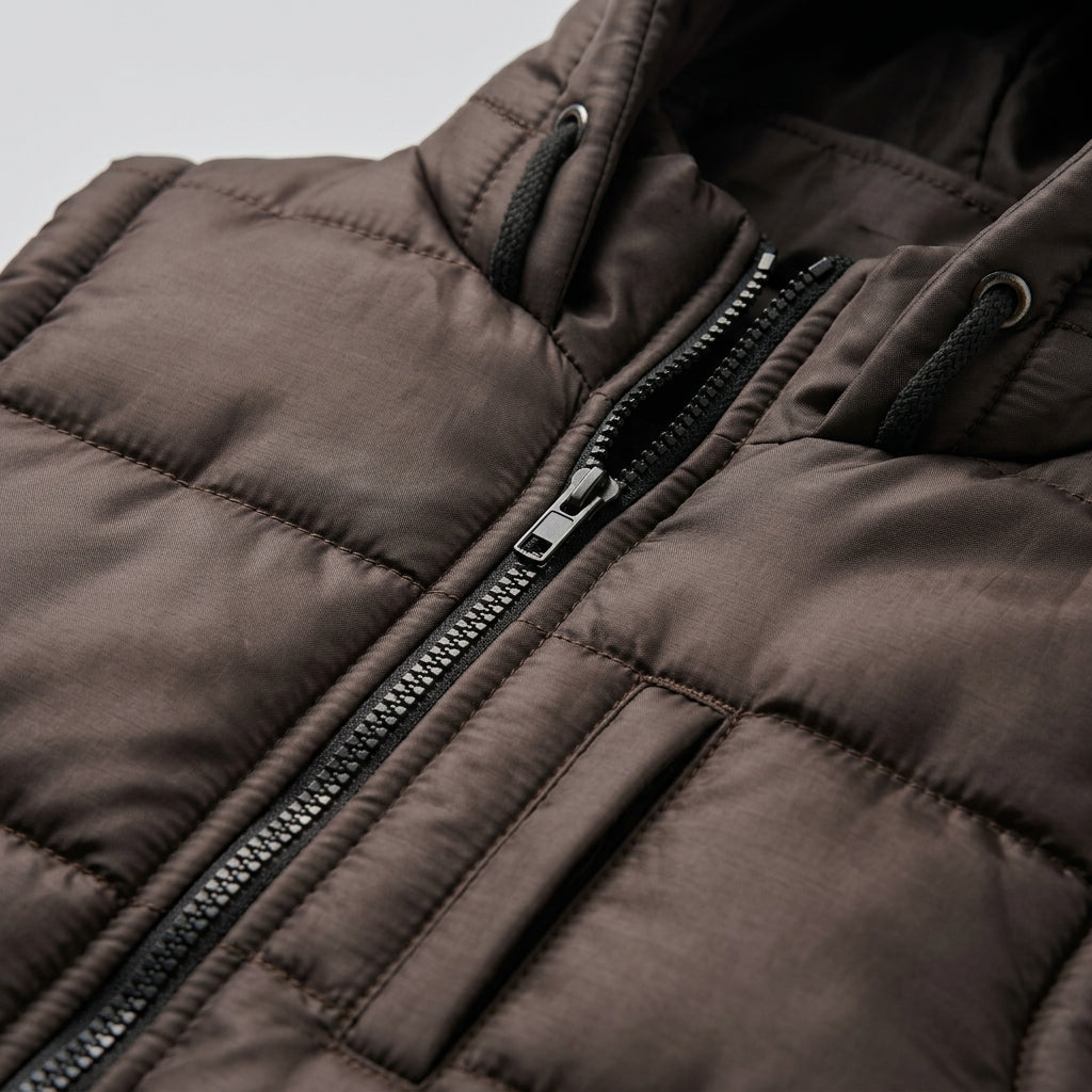 Boys Sleeveless Puffer Jacket in Brown | Kids Winter Parachute Jacket