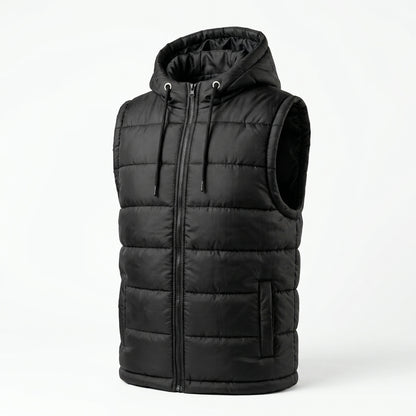 Boys Sleeveless Puffer Jacket in Black | Kids Winter Parachute Jacket