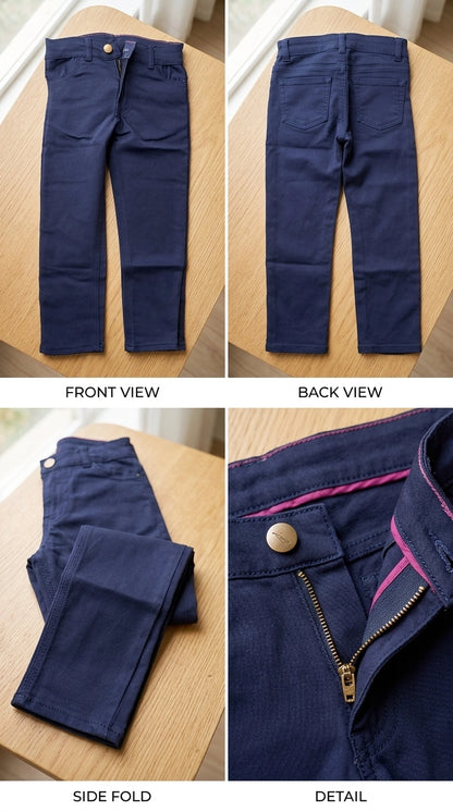 Royal Blue Stretchable Jeans for Boys | Premium Cotton Slim Fit Kids Casual Pants