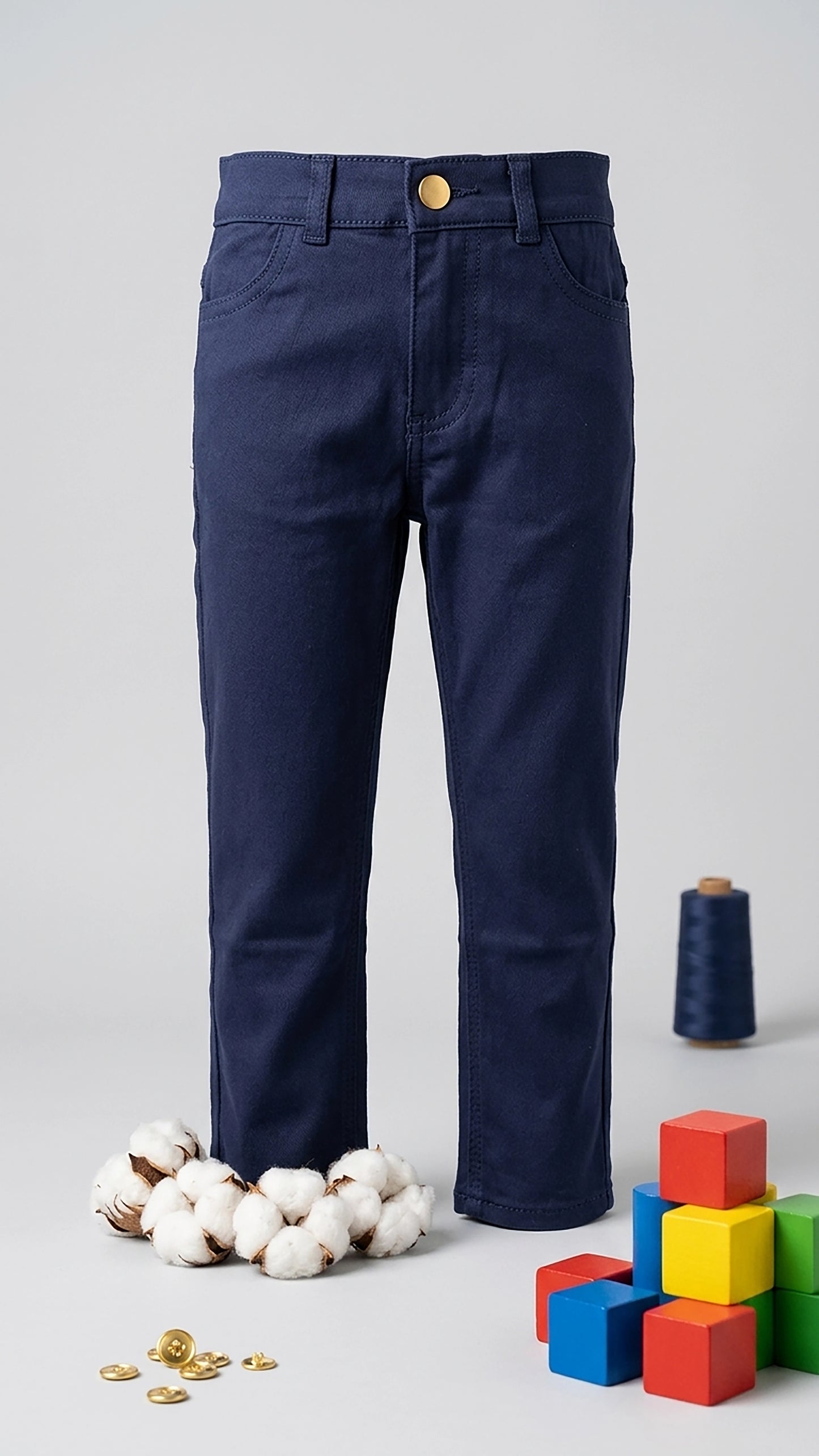 Royal Blue Stretchable Jeans for Boys | Premium Cotton Slim Fit Kids Casual Pants