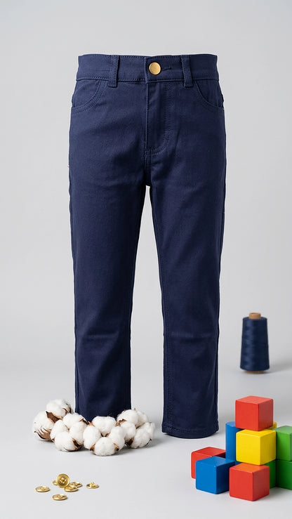 Royal Blue Stretchable Jeans for Boys | Premium Cotton Slim Fit Kids Casual Pants