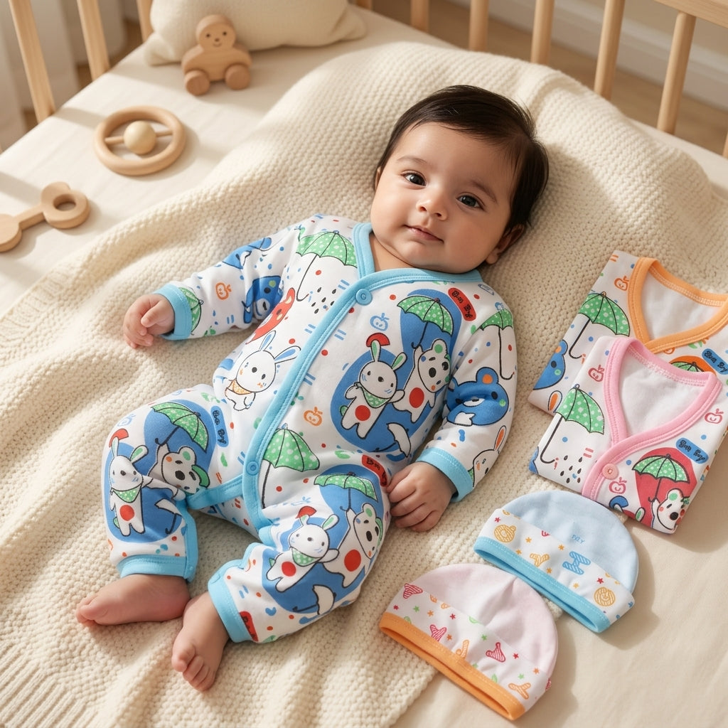 New born baby suits in cotton (pack of 3)