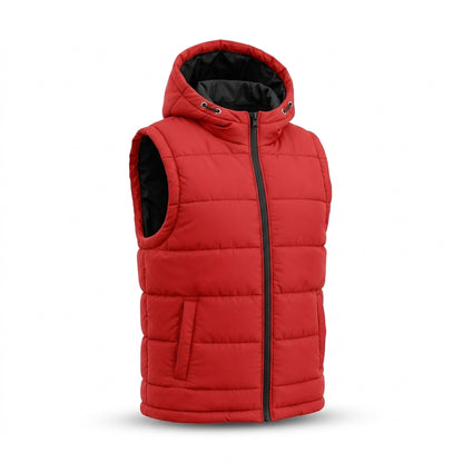 Boys Sleeveless Puffer Jacket in Red | Kids Winter Parachute Jacket