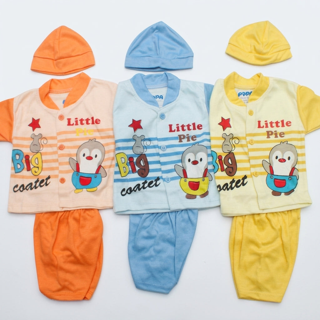 Newborn Baby Shirt Trouser With Cap Set | Soft Cotton Baby Dress For Boys & Girls