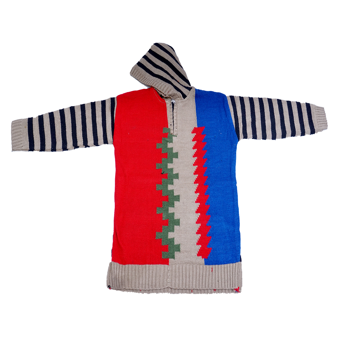Kids knit sweaters in skin color with full sleeves and attached cap