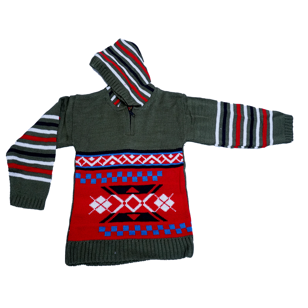 Boys Simple knit sweater in green color
