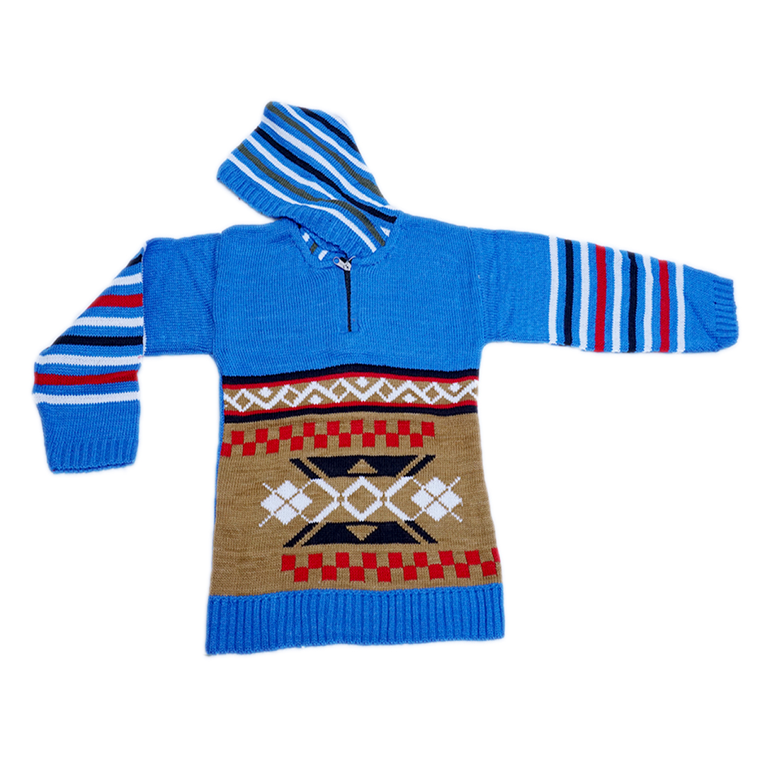 Casual knit sweater for boys in sky blue color