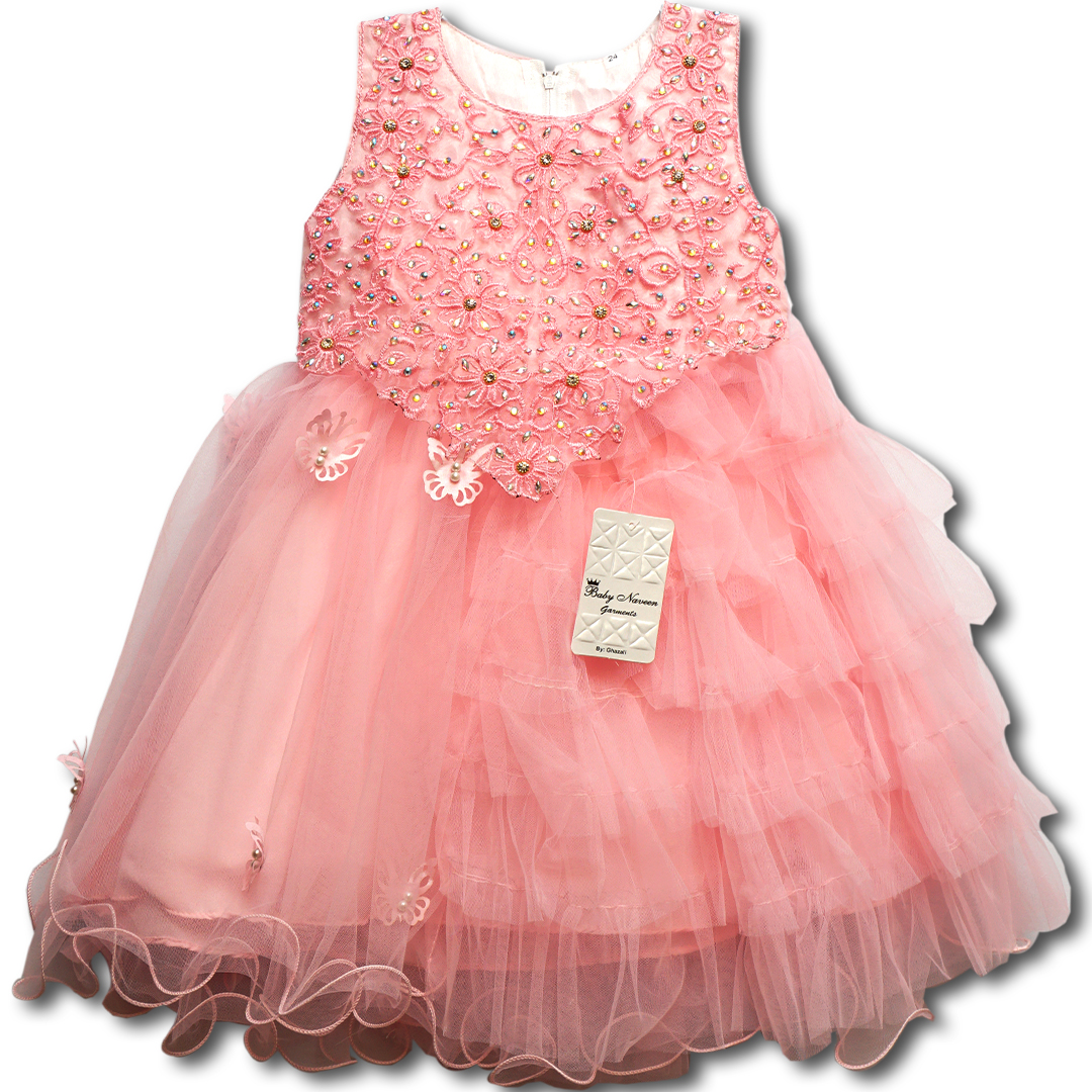 Fancy Embroided Ruffle layered Little Girls Dress