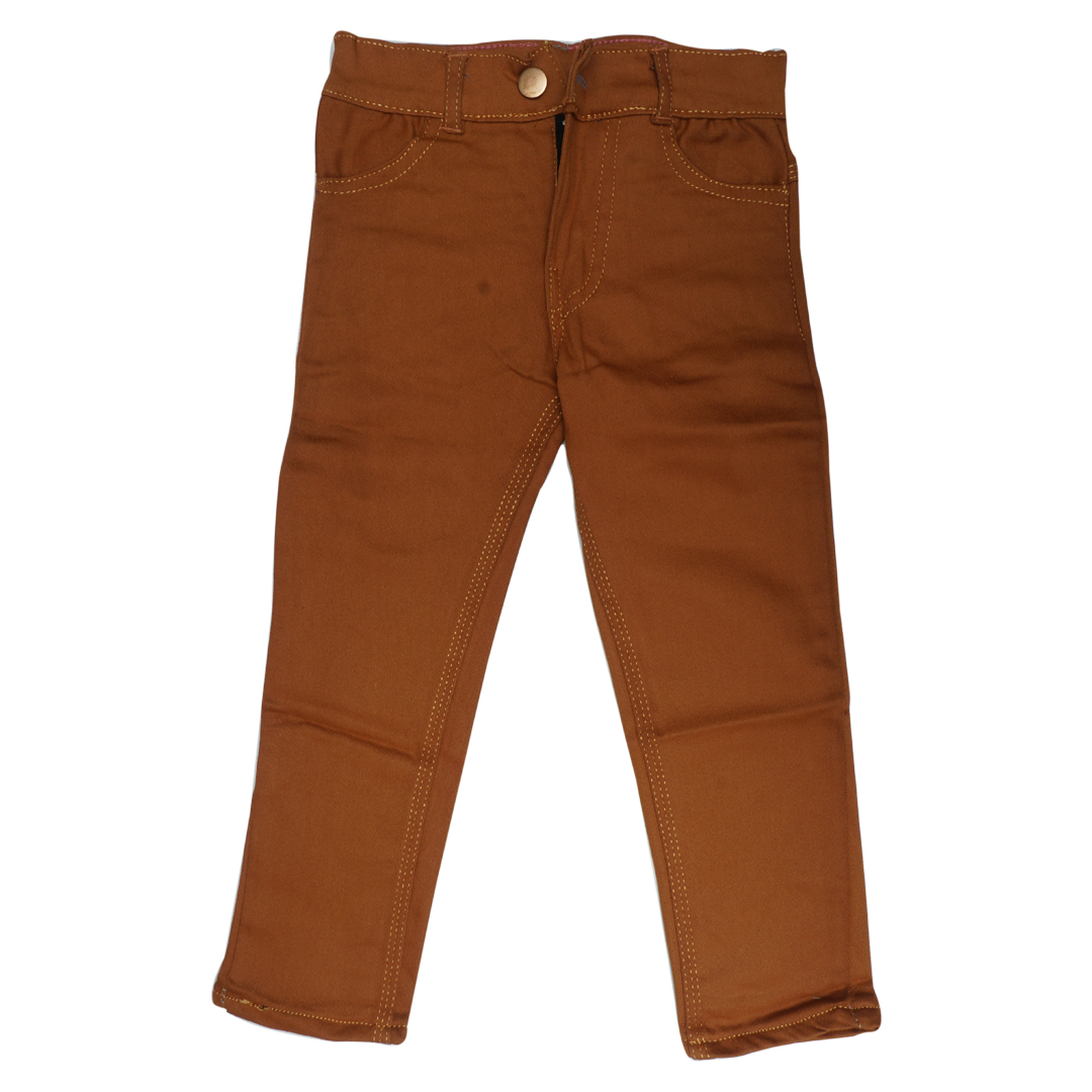 Cotton stretchable jeans for boys in  brown color