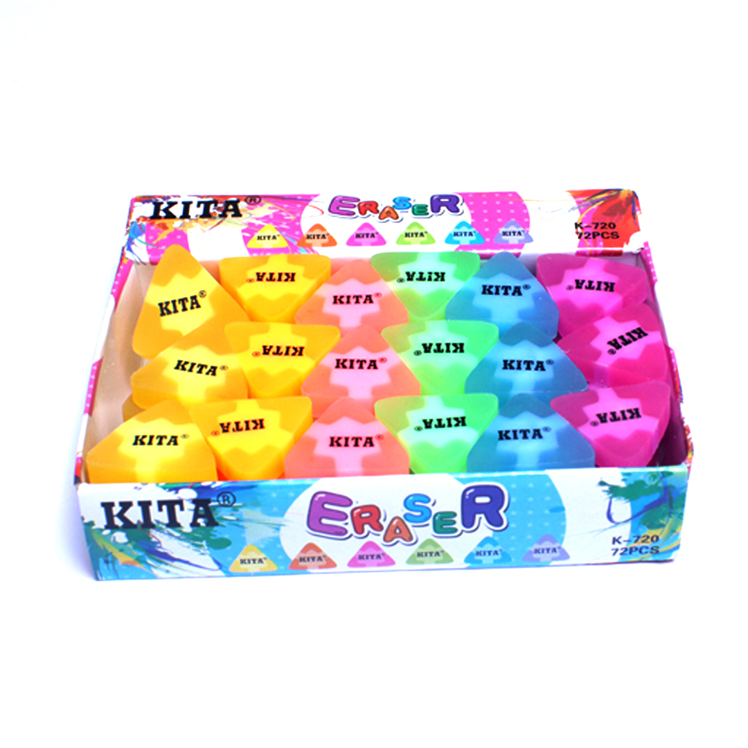 Bahadur triangle shape cute erasers (72 pcs)