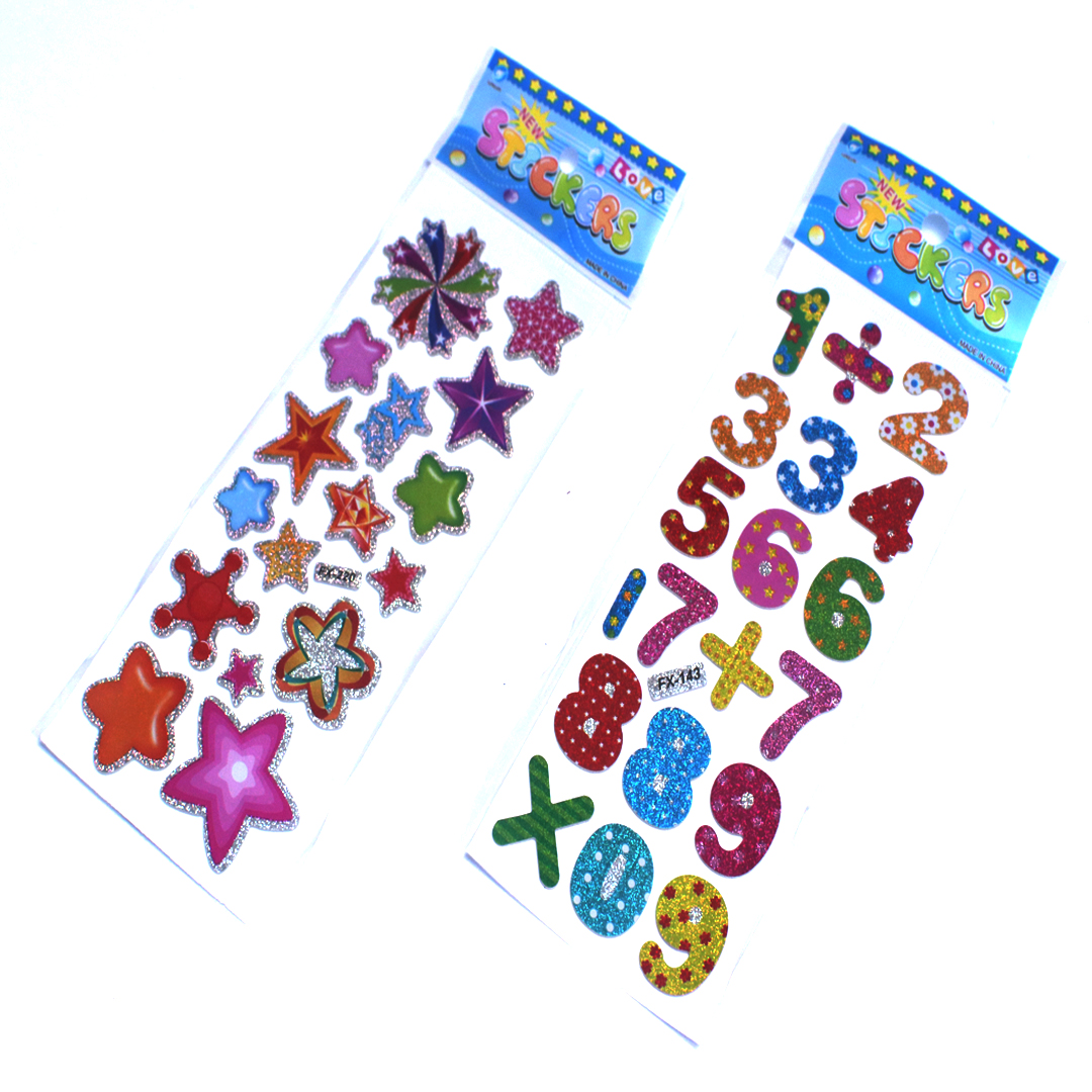 Puffy stickers for kids in math counting  and star shapes