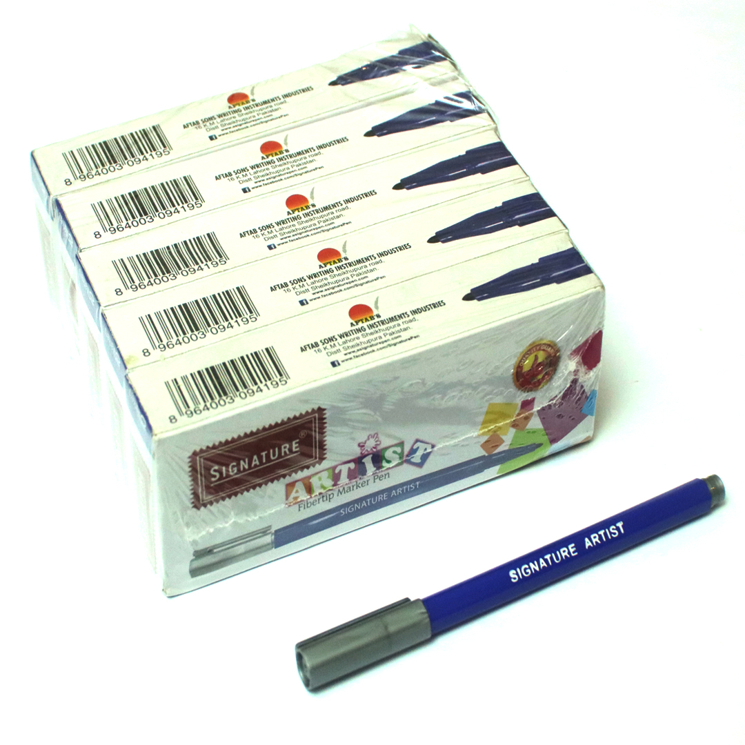 Fiber tip marker 5 box set in blue color