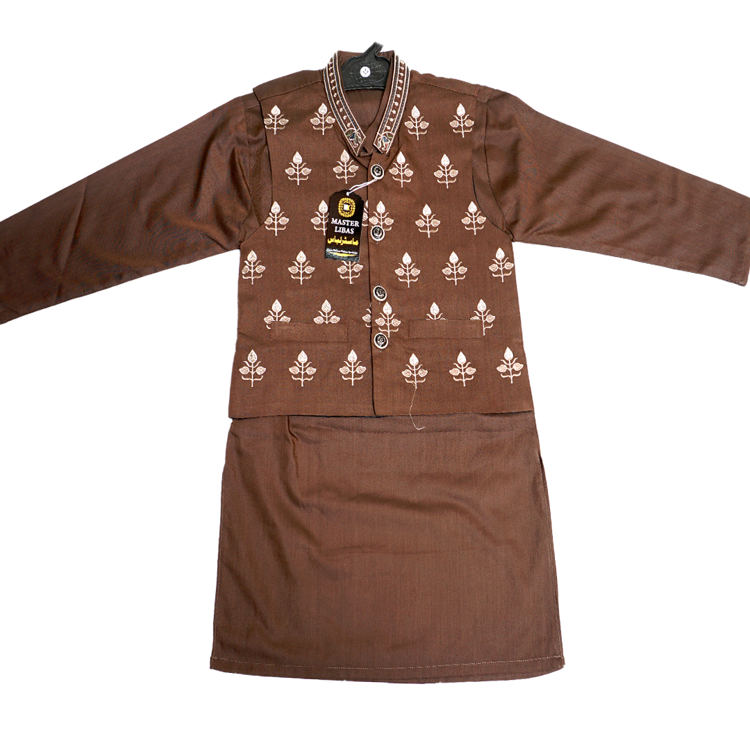 Simple Kurta with Embroided Waistcoat for Boys