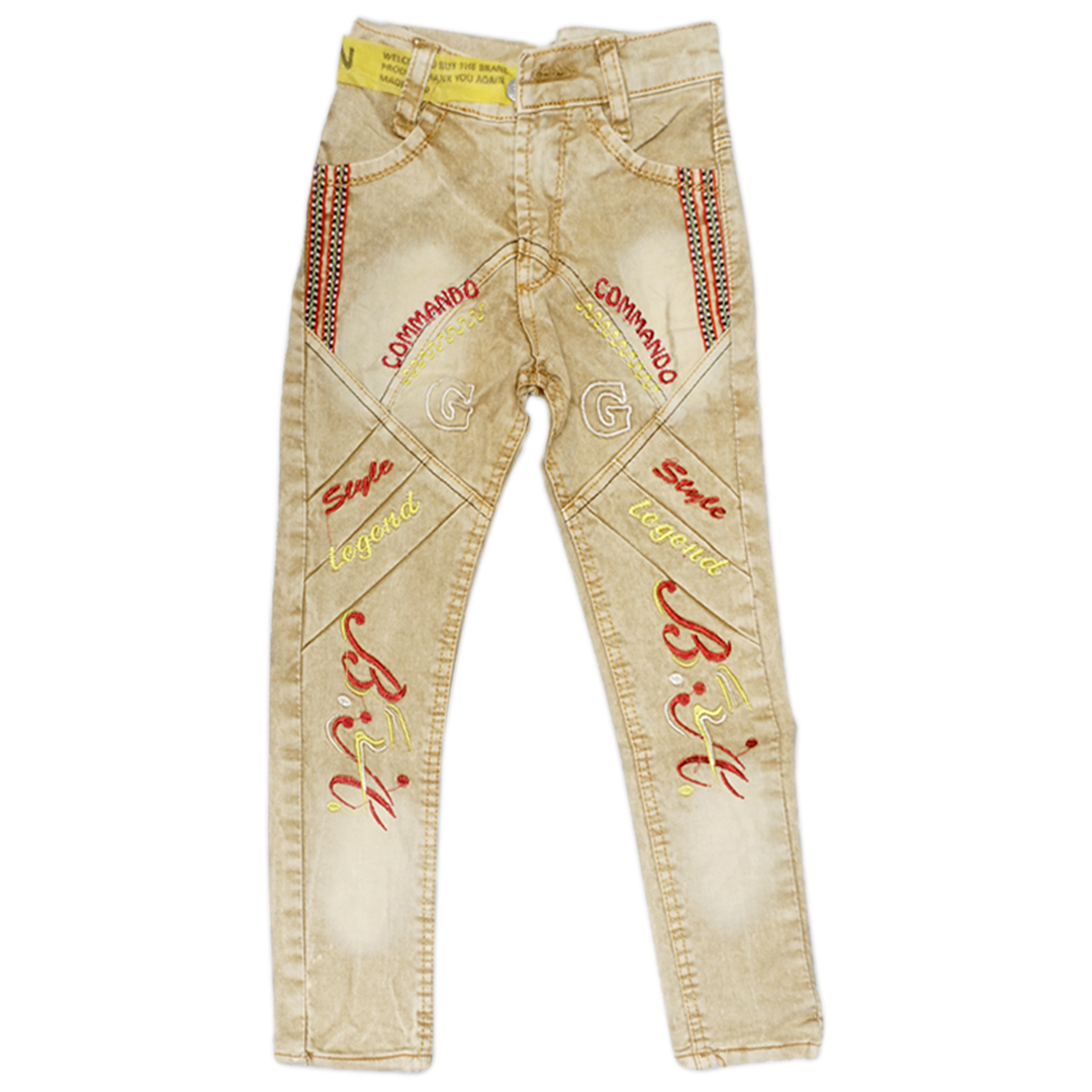 Boys stylish Faded Jeans in yellow color