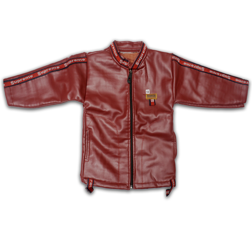 Kids leather jacket-Maroon