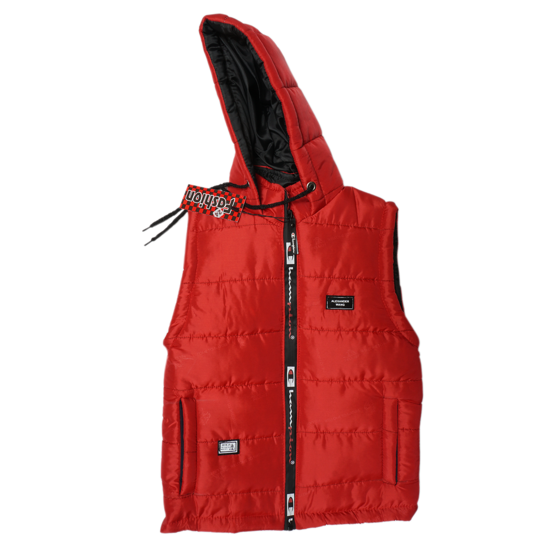 Sleeveless Parachute Jacket-Red Color