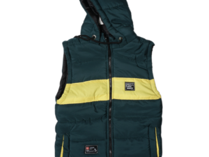 Sleeveless Puffer Parachute Jacket-Green Color