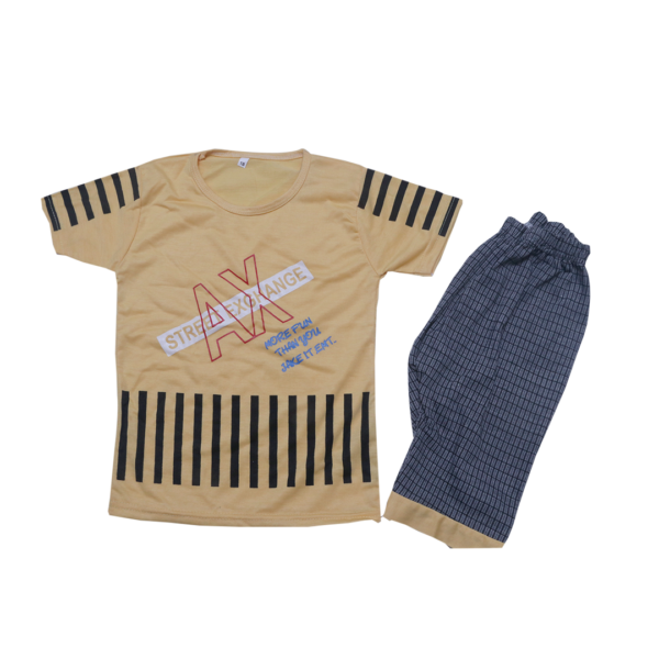 Simple Lining T-shirt and Shorts for Kids