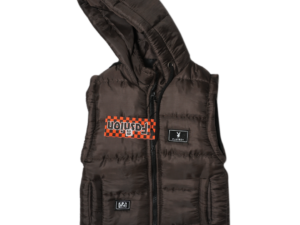 Sleeveless Puffer Parachute Jacket-Dark Brown Color
