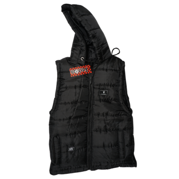 Sleeveless Puffer Parachute Jacket-Black Color