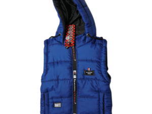 Sleeveless Puffer Parachute Jacket-Blue Color